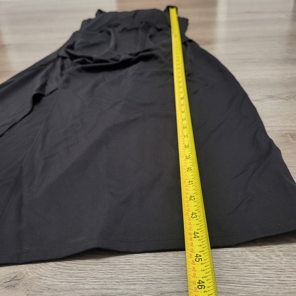 Halara Softlyzero Airy Square Neck Black Ruched Side Slit Midi Dress Corset L - Picture 7 of 8